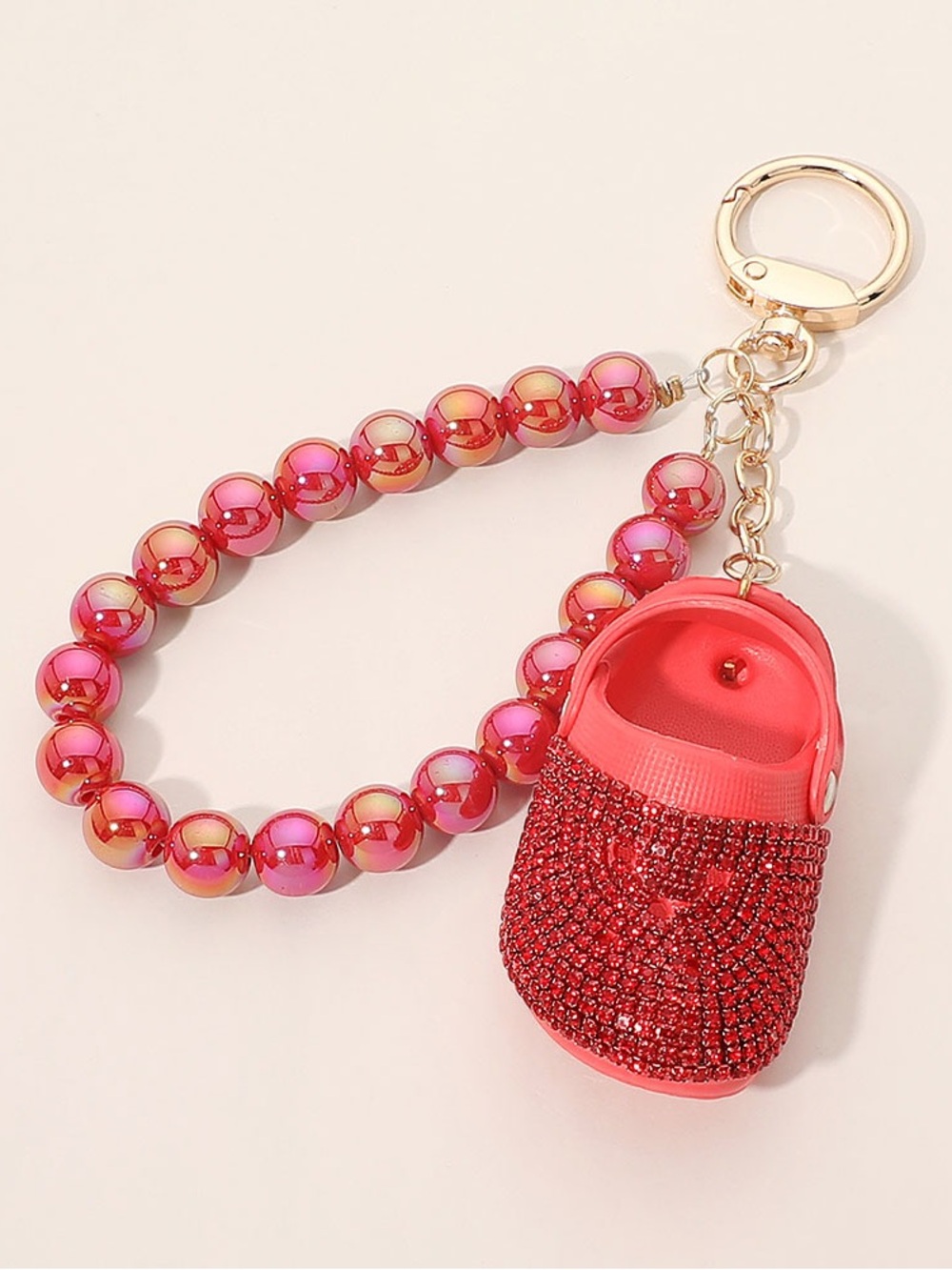 New Release! Beaded Red Mini Bag Charm with Crystal Accent